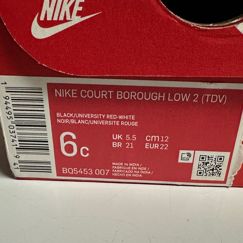 Nike Black and Red Court Borough Low 2 Sneakers